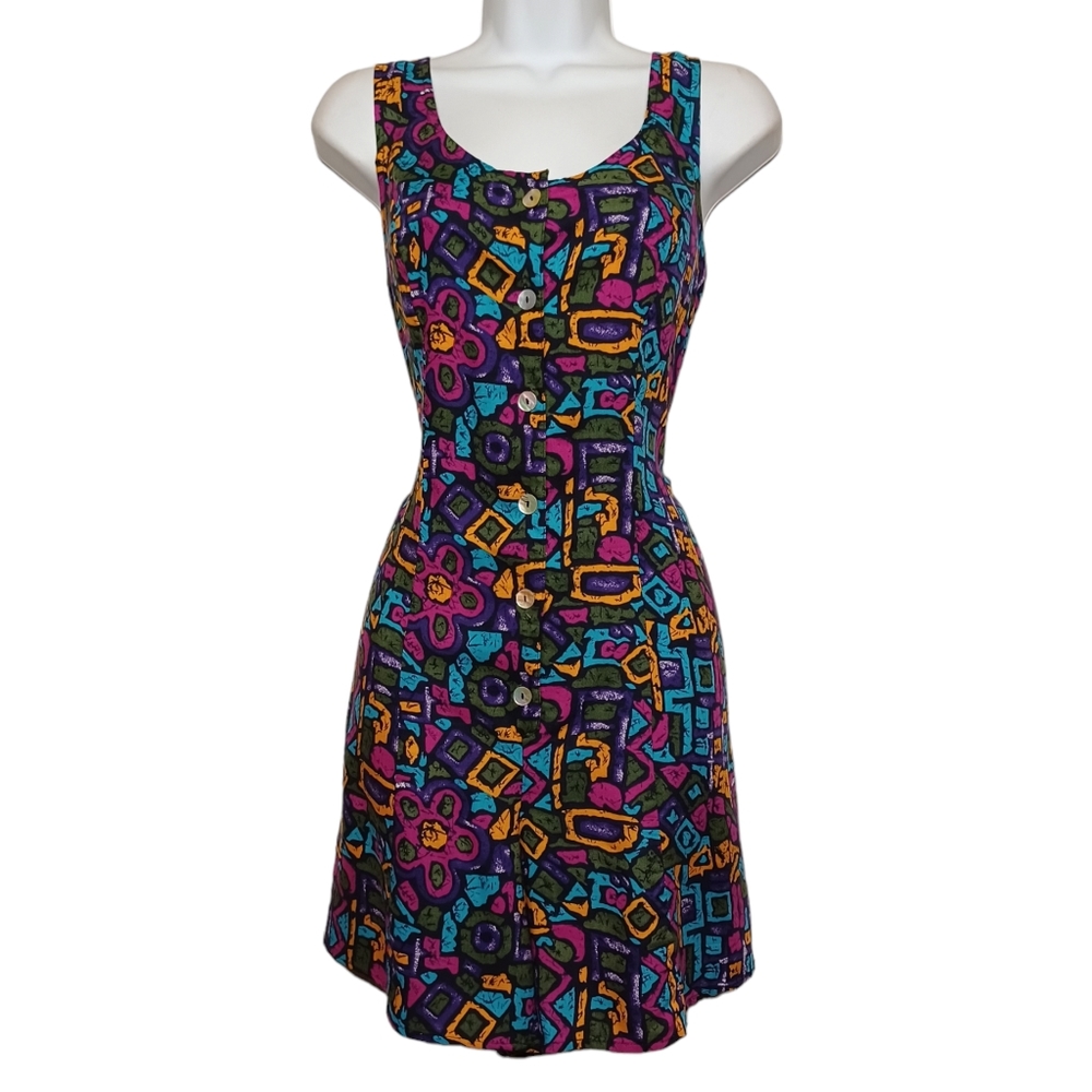 NEW GABRIELLA Colorful Purple Blue Button Front Sleeveless Romper 9/10